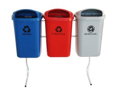CONJUNTO PARA COLETA SELETIVA DE 50 L COM 03 CESTOS